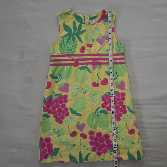 Lilly Pulitzer Yellow Pink Sleeveless Fruit Pattern Sundress Casual Girls 8